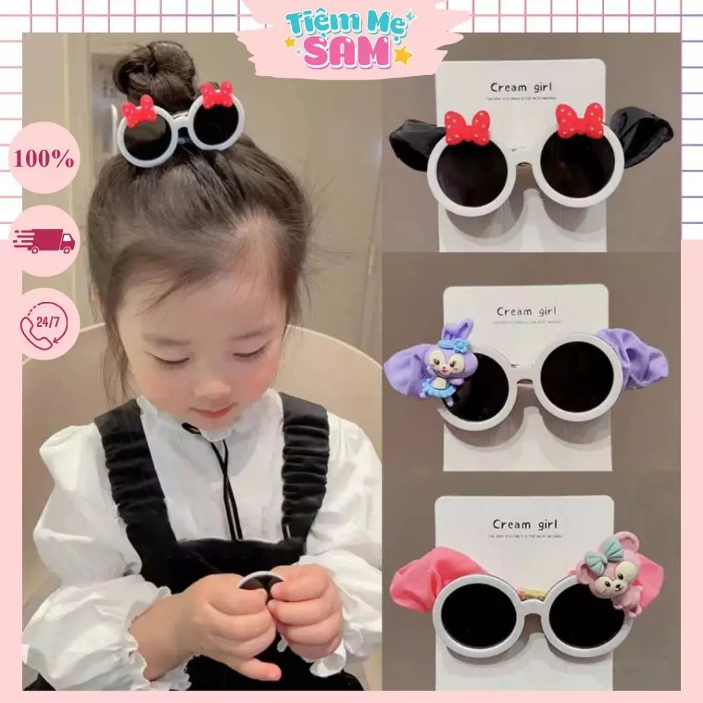 Dây cột tóc scrunchies hoạ tiết mắt kính đáng yêu cho bé gái phong cách Hàn Quốc (PKTOC01)