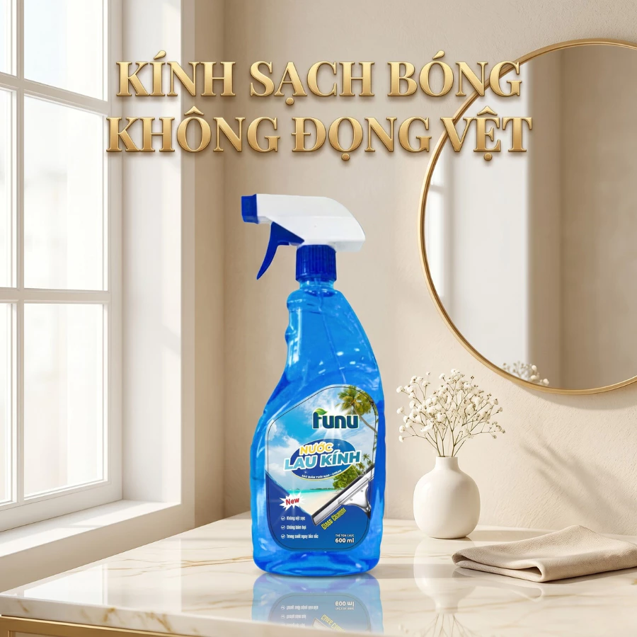 Nước Lau Kính FUNU Chuyên Dụng Siêu Sạch Bóng Trong Không Để Lại Vệt, Đánh Bay Bụi Bẩn Dấu Tay