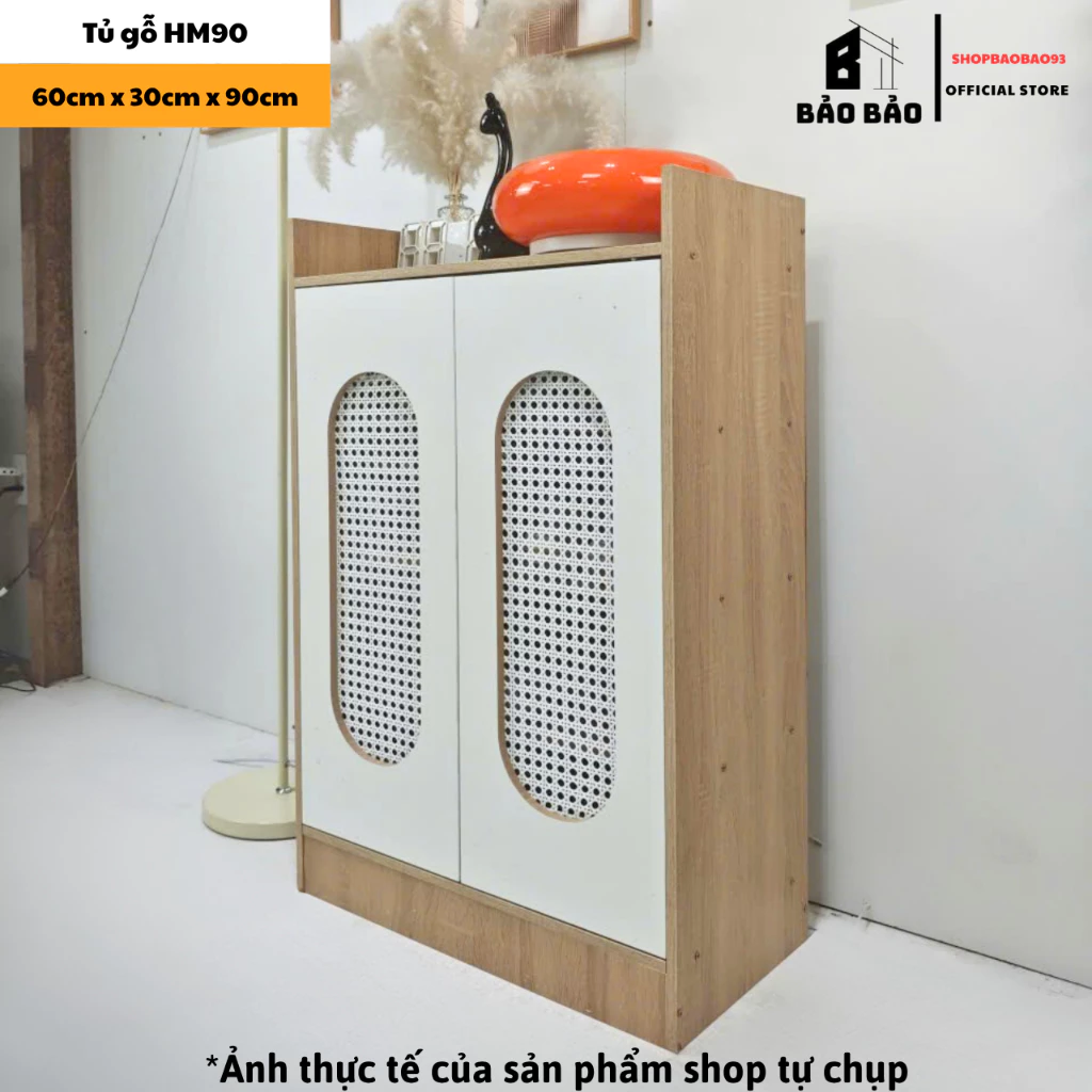 Tủ gỗ đựng đồ Tủ cánh mây decor nhà cửa chất liệu gỗ MDF Bảo Bảo thiết kế tối giản - HM90