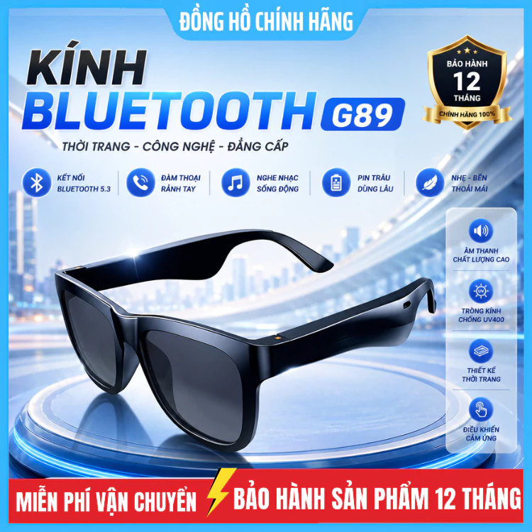 Kính mát thông minh G89 Bluetooth V5.3 Tai nghe thể thao ngoài trời HIFI Công nghệ đen Chống tia UV