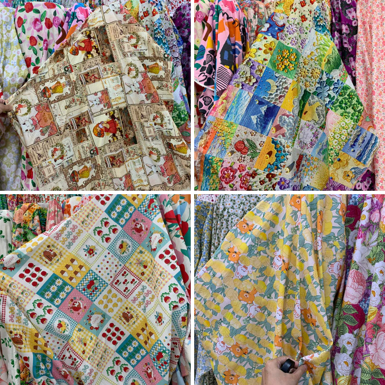 ⚡GIÁ RẺ⚡Thô cotton họa tiết hoa xinh xắn dùng may váy, đầm, decor khổ 1m5