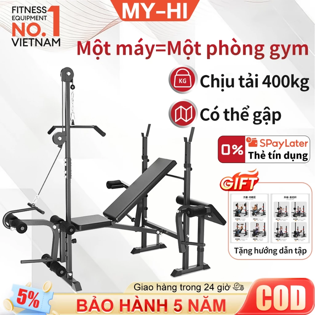 Giường nâng tạ đa chức năng, Chịu tải 400kg, Điều chỉnh được độ khó, Thiết bị thể dục tại nhà,Ghế tập tạ,Ghế tập thể dục