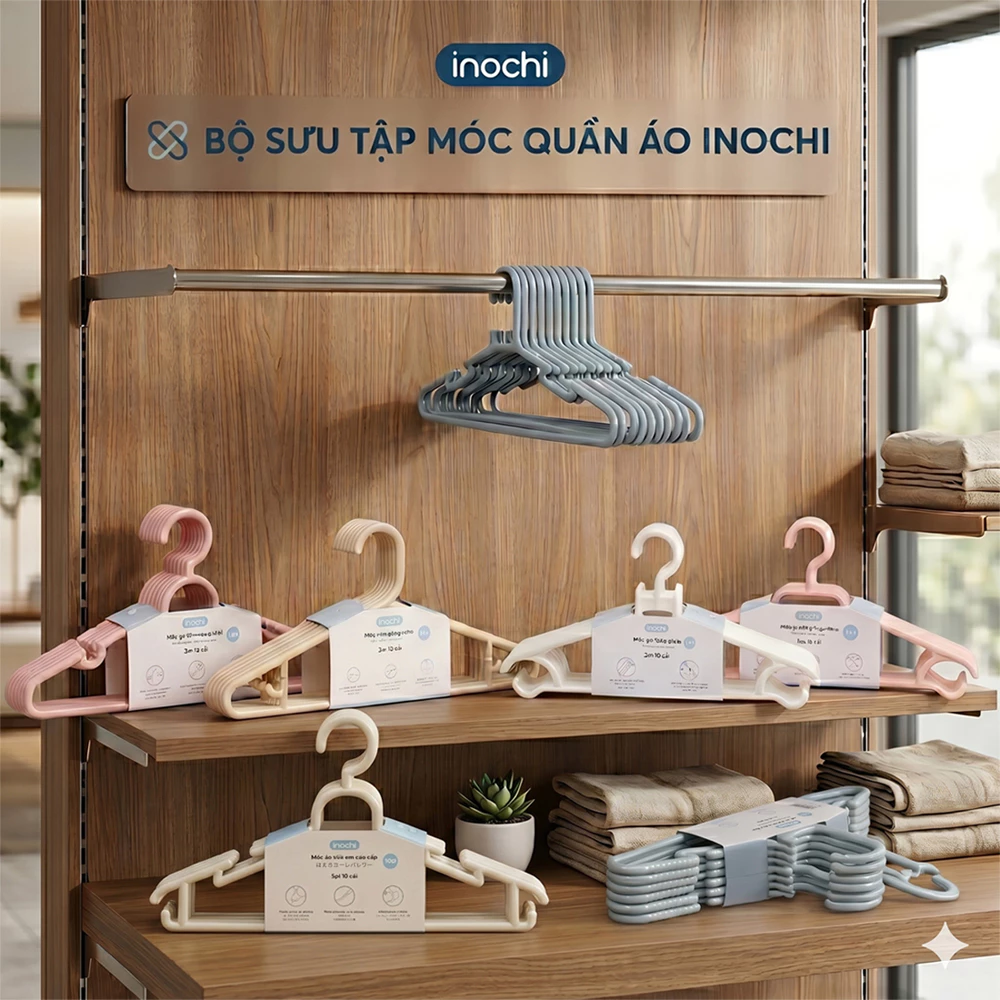 [CHỌN MÀU] Bộ Sưu Tập Móc Quần Áo Cao Cấp Inochi -Móc Treo Quần Áo Đa Năng Hara -tiêu chuẩn nhật bản