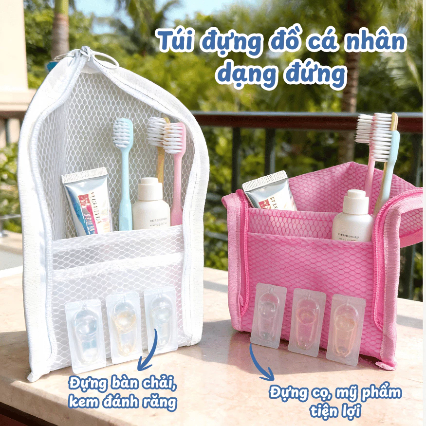 Túi Lưới Đựng Đồ Vệ Sinh Cá Nhân, Đựng Mỹ Phẩm Du Lịch Gấp Gọn, Bàn Chải Kem Đánh Răng Chống Nước