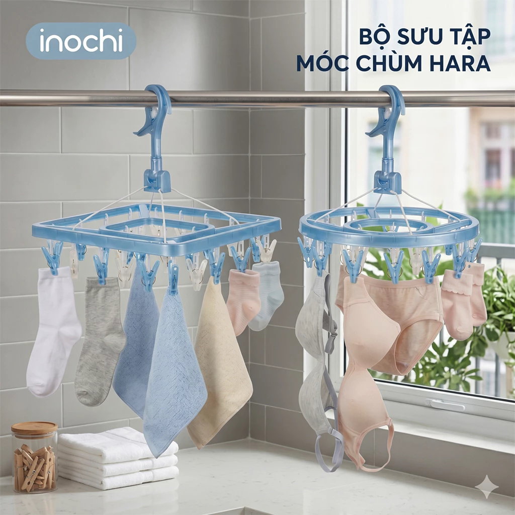 Móc inochi ✨Bộ sưu tập Móc chùm HARA - INOCHI 💖Móc phơi quần áo 💖Móc phơi đồ💖 Móc treo đồ 💖Móc nhựa