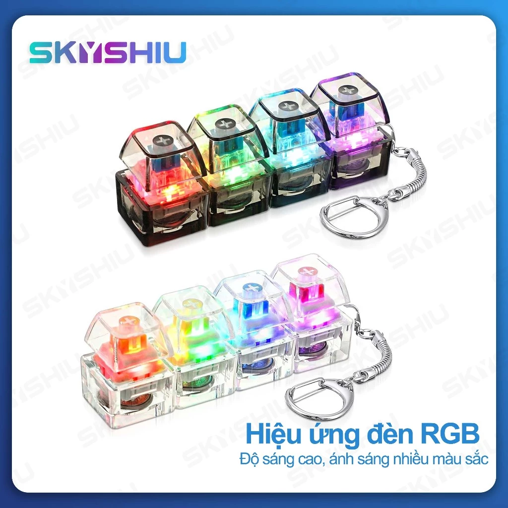 Móc khóa bàn phím cơ mini RGB SKYSHIU LED phát sáng