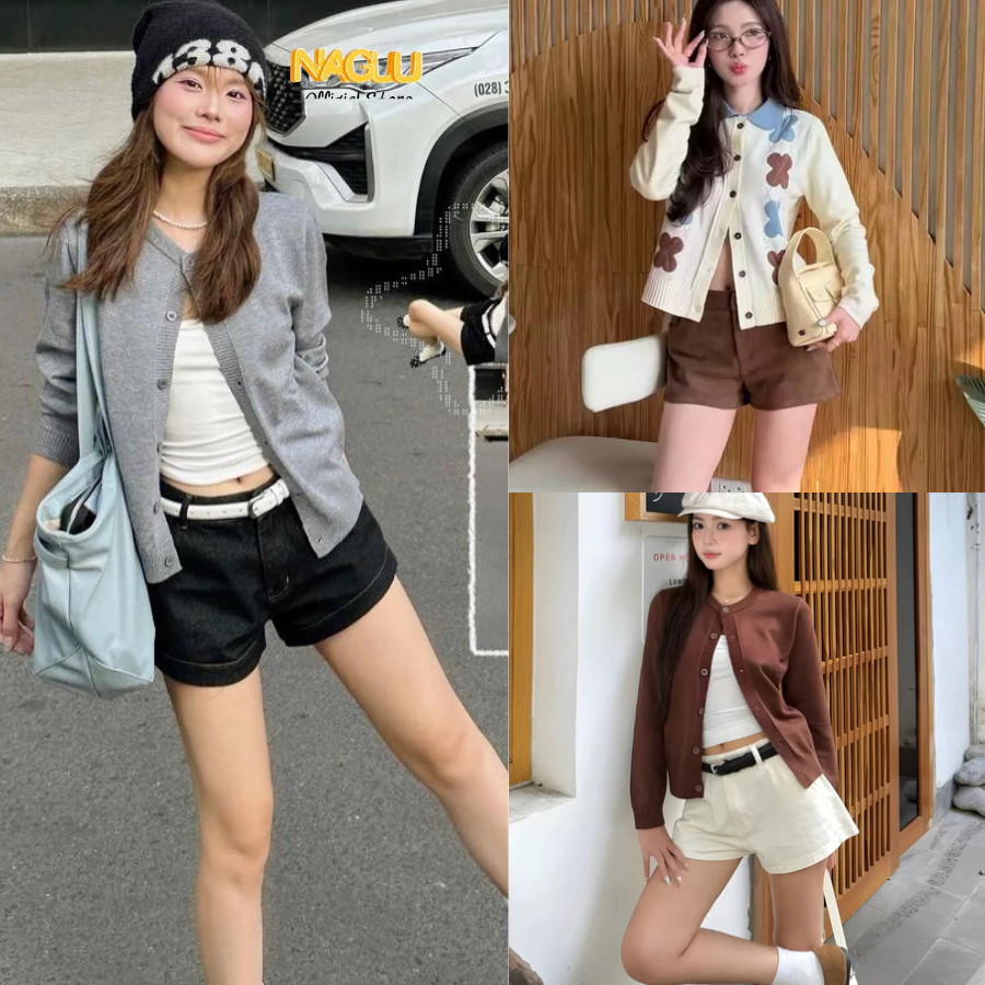 Quần Đùi Cạp Thấp Y2k Đen NAGUU Ống Rộng Dáng Ngắn, Quần Short Jean Cạp Trễ Cá Tính Style Hàn Quốc