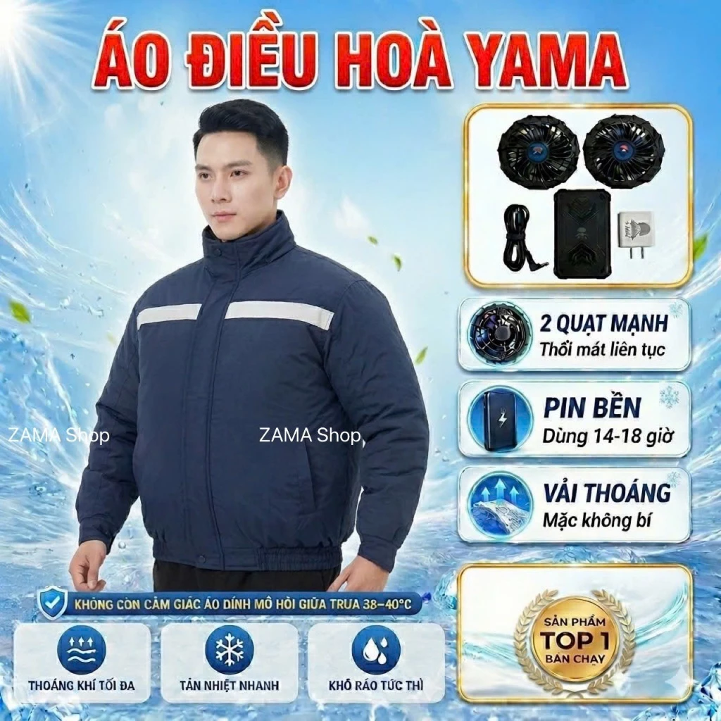 Áo Quạt điều hòa Nhật Bản ,Áo điều hòa chính hãng chống nước siêu mạnh, pin lớn 74.000 - 85.000mah