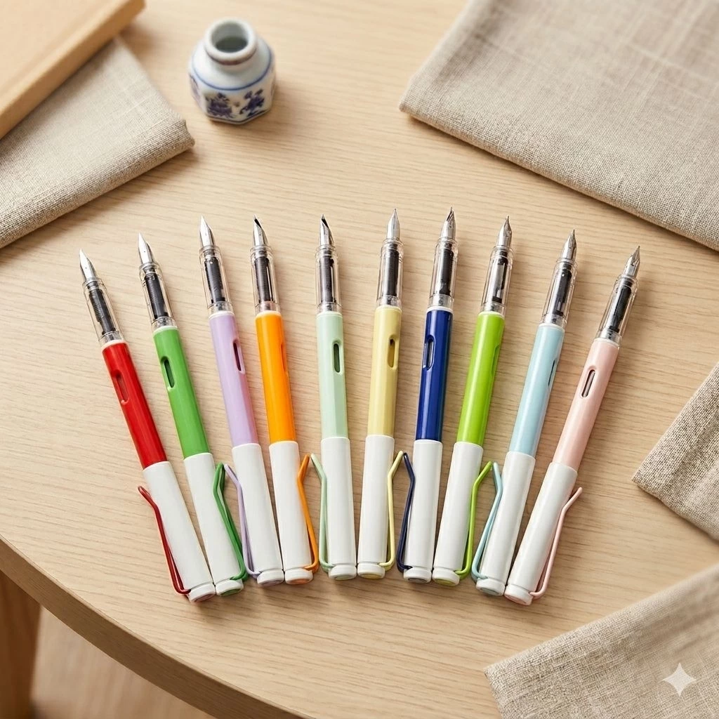 🌈Combo💝 3 Bút máy xóa được Thân nhỏ Nắp trắng Ngòi kim tinh có piston và đầu tẩy mực