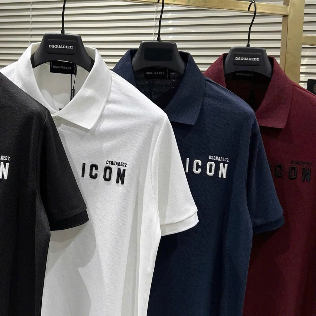 Áo polo nam nữ cổ bẻ PB cotton gai thân trơn thêu nổi chữ ICON mini ngực dày dặn basic boy phố Phi - boutique