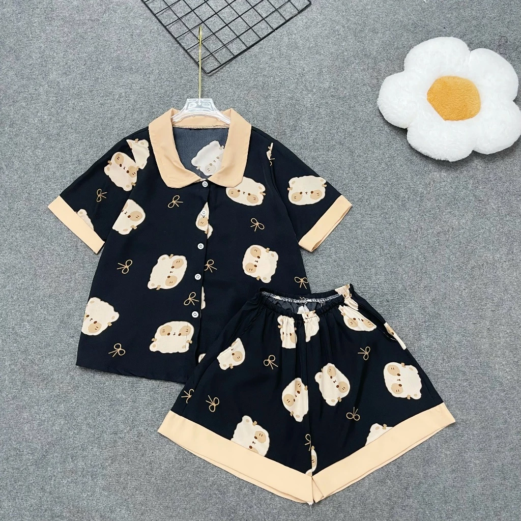 Bộ Đồ Pyjama Bigsize Nữ Họa Tiết,Bộ Đồ Ngủ Big Size Chất Liệu Lụa Mặc Mát Thoải Mái SET49