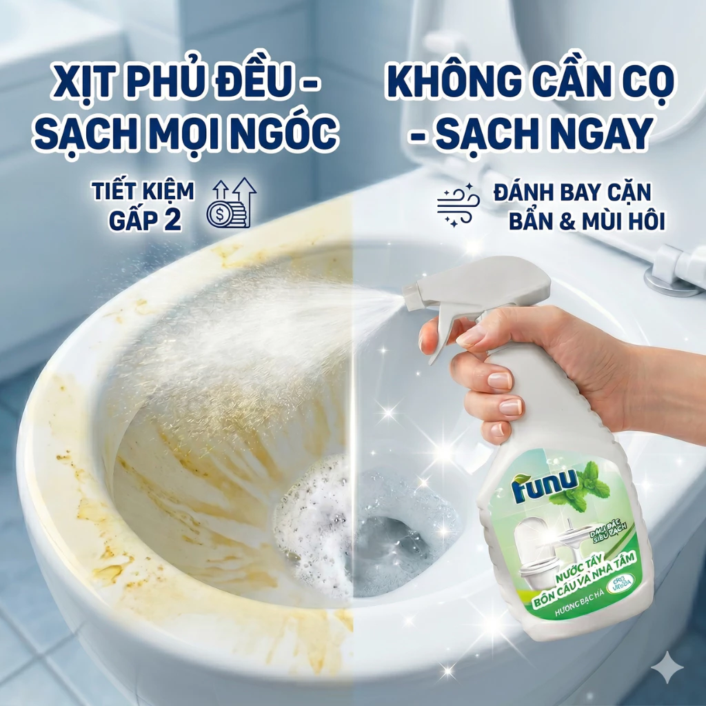 Chai Xịt Vệ Sinh Bồn Cầu Nhà Tắm Funu 500ML Tẩy Sạch Mảng Bám Khử Mùi