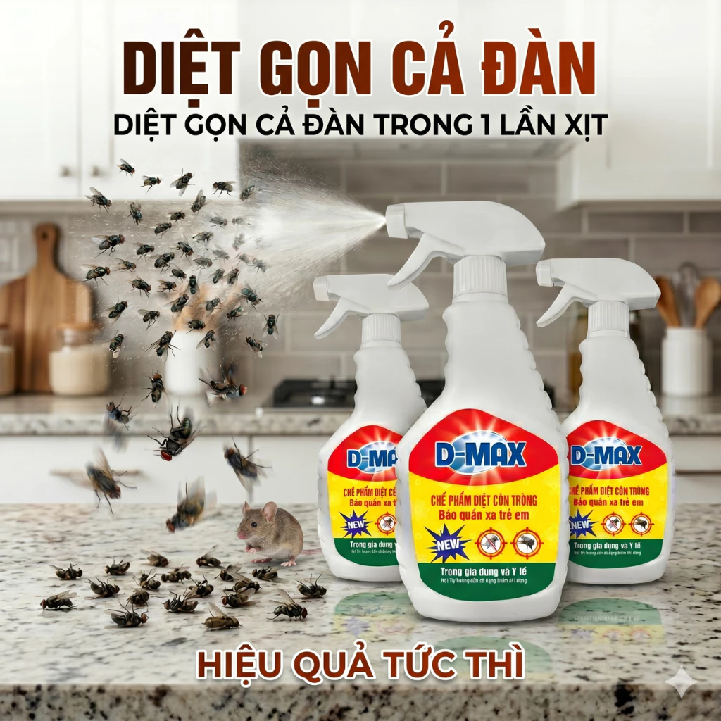 Combo 3 Chai Xịt Ruồi Quán Ăn, Nhà Bếp Dmax – Diệt Ruồi, Xua Đuổi Côn Trùng Hiệu Quả, Tiết Kiệm