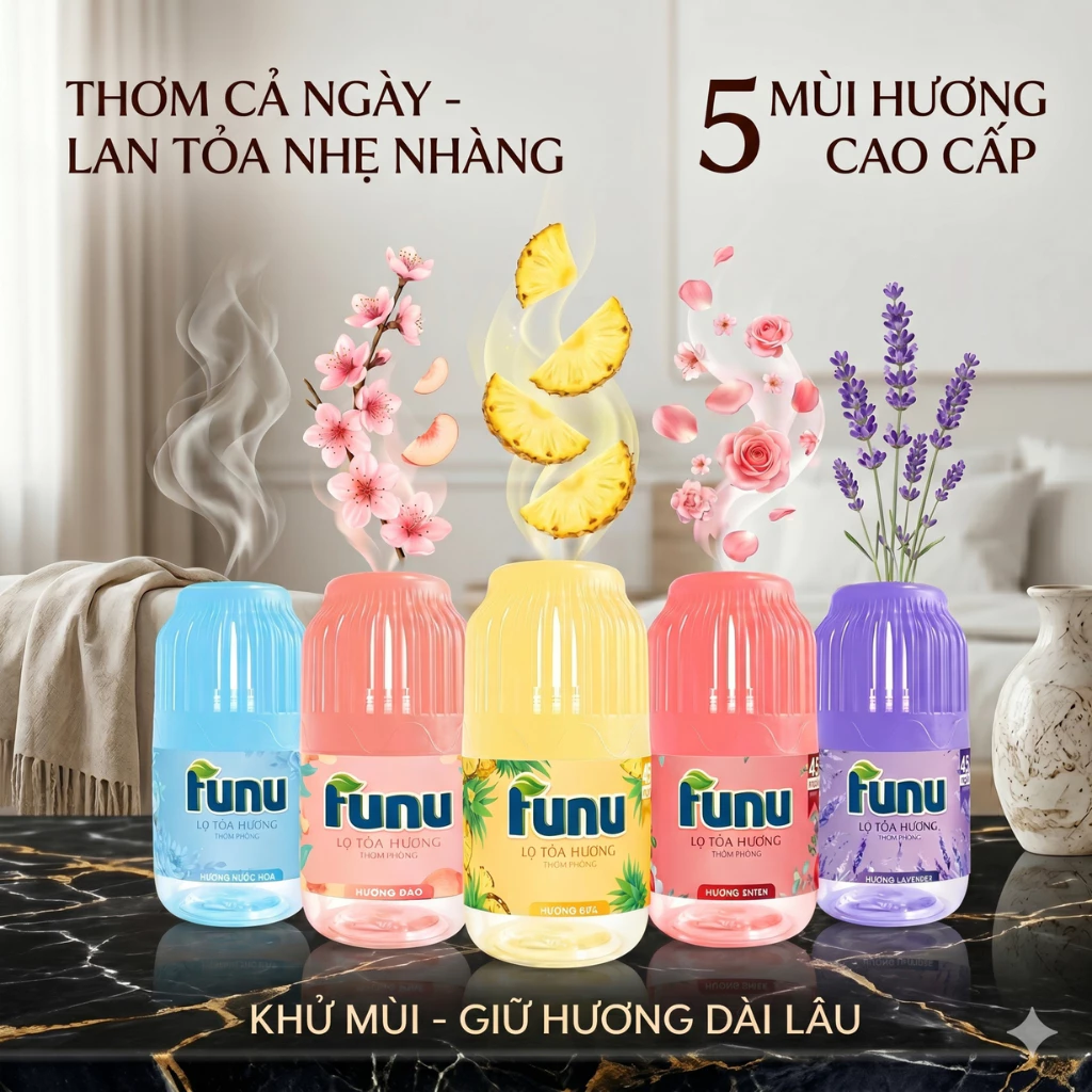 Lọ tỏa hương Funu cao cấp lợi khử mùi mọi không gian, tủ giày, nhà vệ sinh, tủ quần áo, nhà bếp