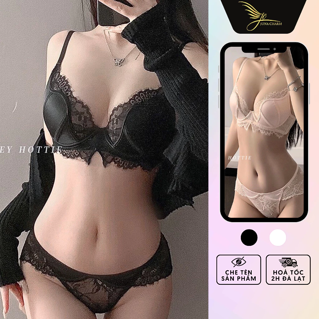 Bộ Đồ Lót Không Mút, Có Gọng Nâng Ngực JUNA Size 34/38 Thời Trang Đồ Lót Dành Cho Nữ Chất Vải Lụa Phối Ren, 3 Màu/SP2228