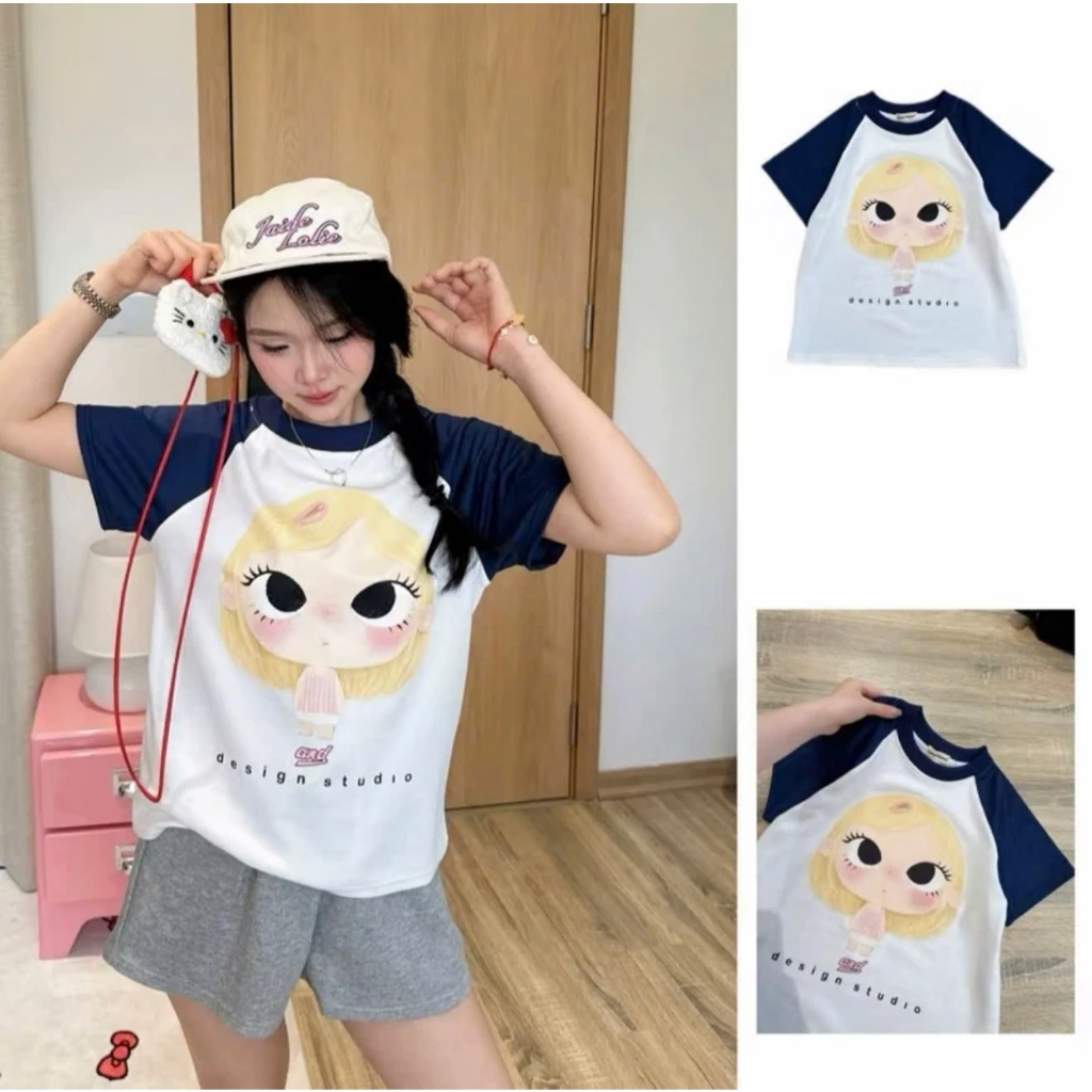 Áo Phông Unisex Dễ Thương Nhiều Màu ,Áo Thun Baby Tee Form Vừa Vặn Họa Tiết  Cô Gái Tóc Vàng Dễ Mặc Dễ Phối Đồ