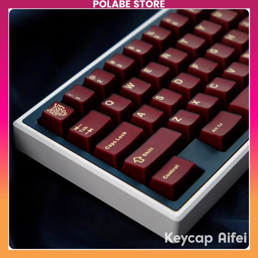 Keycap Icon Pyga Red V2 Cherry Profile ABS Double Shot Keycap Aifei Bàn Phím Cơ 65 75 80 TKL Polabe