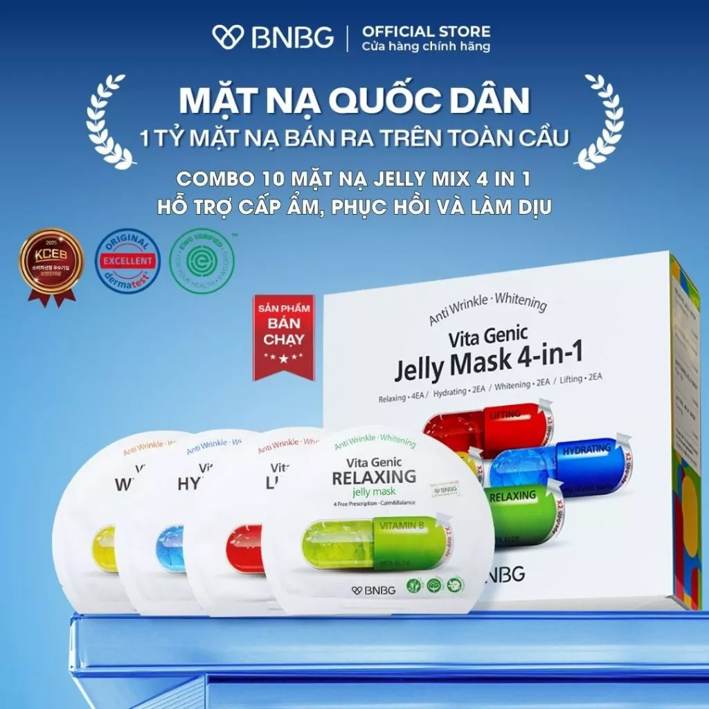 (KOL) Combo 10 Mặt Nạ BNBG Mix Hỗ Trợ Làm Dịu Da BNBG Vita Genic Jelly Mask 30ml