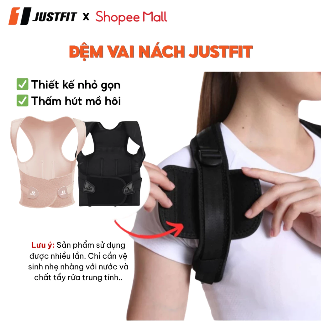 2 miếng đệm vai nách JUSTFIT hỗ trợ giảm đau nách khi đeo đai, tập yoga, thể thao