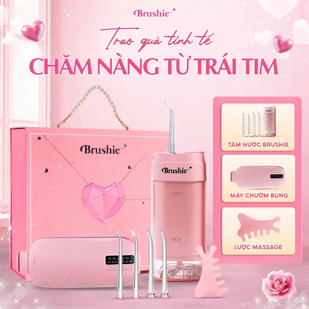 [Outlet S2] Set Quà Tặng Tăm Nước Brushie Super Clean cho nữ, quà tặng Valentine bản cải tiến mới, LIS