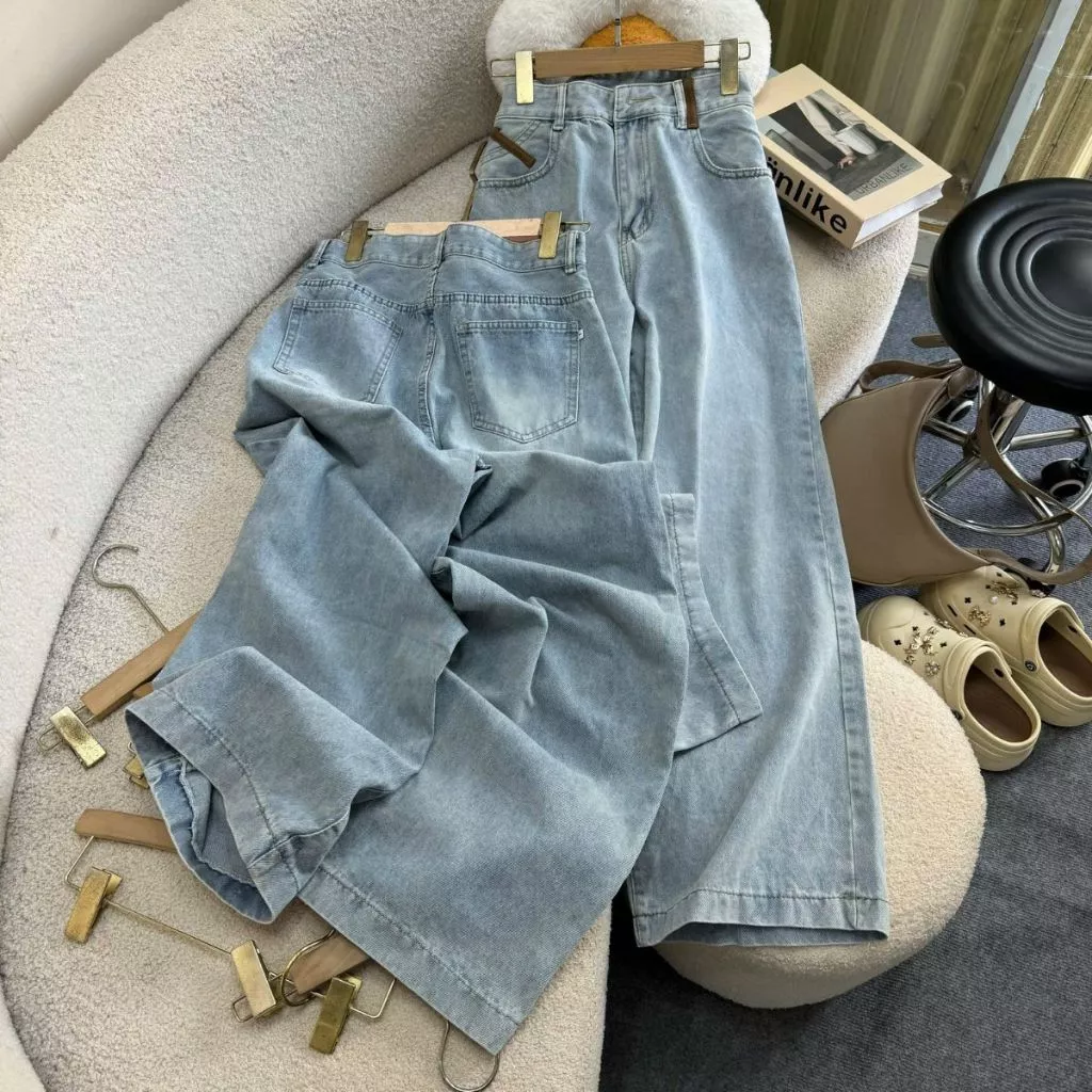 Quần Jean nữ bigsize Ống Rộng Cạp Cao Đứng Form Tôn Dáng Hottrend Dễ Phối Đồ Đi Làm, Đi Chơi 60-100kg -Q568