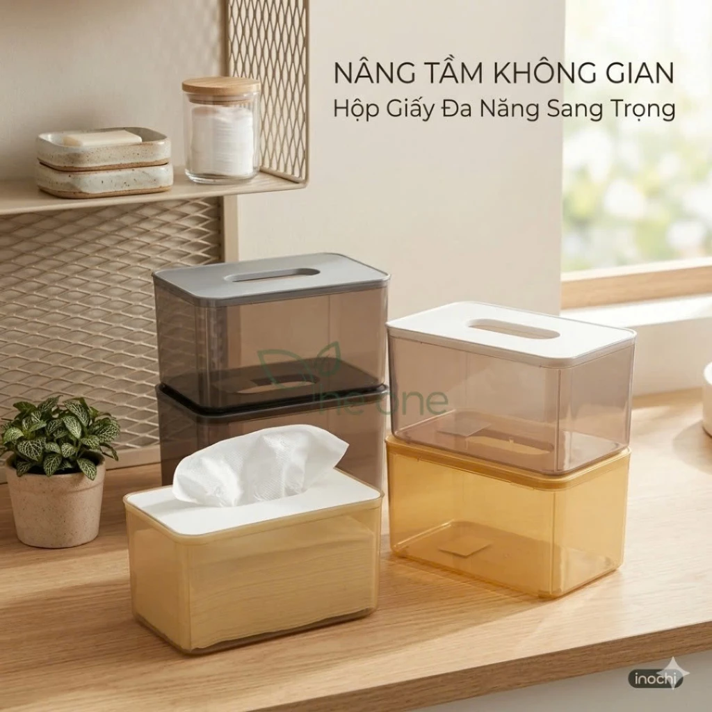 Hộp khăn giấy cao cấp, hộp giấy nhựa bền đẹp, nắp gỗ sang trọng, hộp đựng khăn giấy để bàn ăn