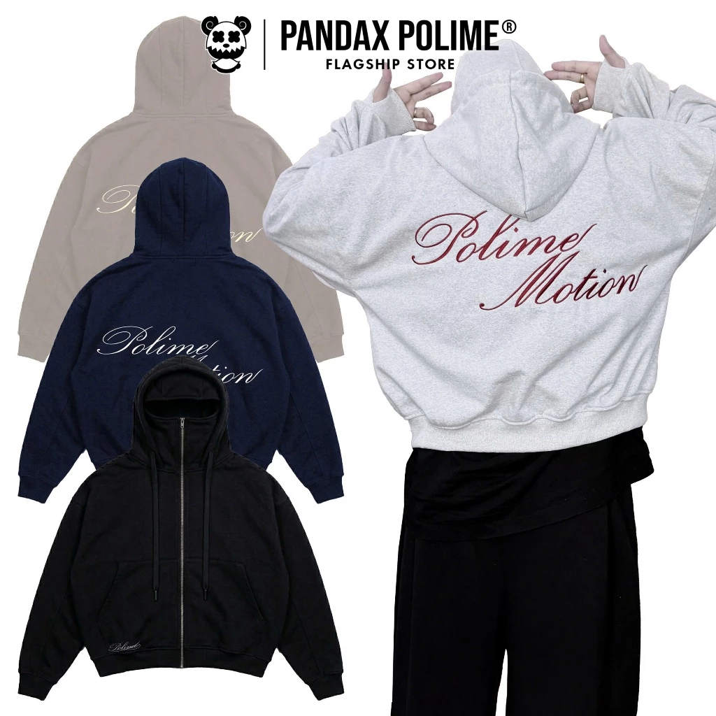 Áo khoác chống nắng hoodie zip boxy ninja nỉ chân cua thêu dày dặn unisex px pandaxvn polime