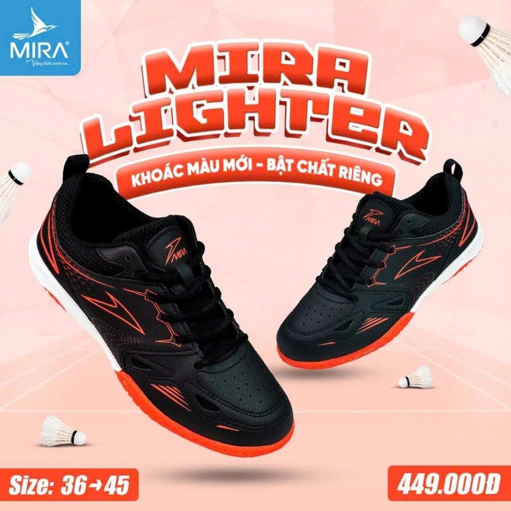 Giày Bóng Bàn Giá Rẻ Mira LIGHTER | Giày Cầu Lông Êm Chân Bám Sàn Tốt Kèm Quà Tặng