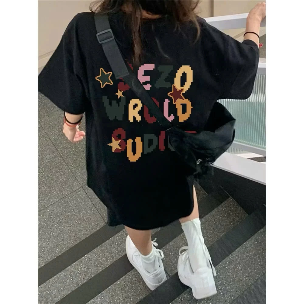 Áo phông thun nữ nam form rộng unisex tay lỡ chất liệu cotton in chữ SEZO