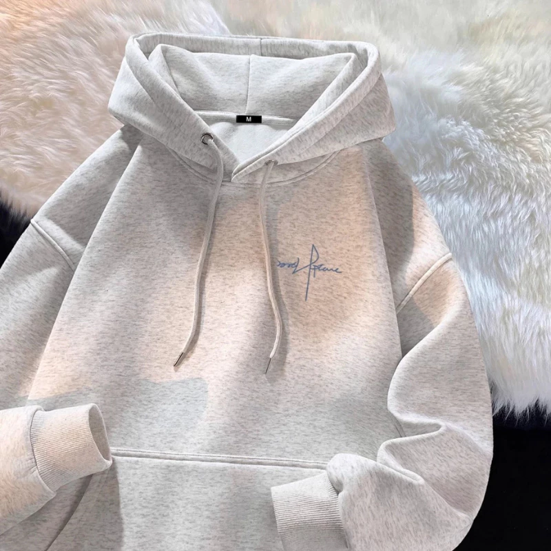 Áo Hoodie Unisex Chữ Kí 2 Form Rộng Oversize Nỉ Bông Dày Mềm Basic Có Mũ Dây Rút Phong Cách Hàn Quốc