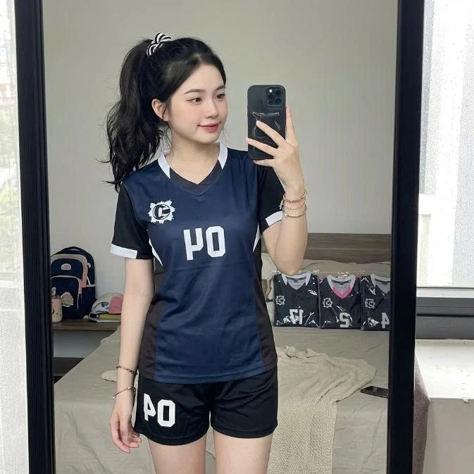 Bộ Quần Áo Bóng Đá Màu Xanh Than In Tên Số Theo Yêu Cầu Vải Mè Mát