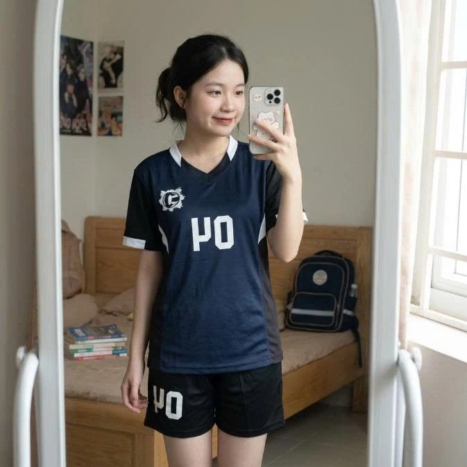 Áo Bóng Chuyền Nam Nữ S20 Màu Xanh Than In Tên Số Theo Yêu Cầu Vải Mè Thoáng Mát