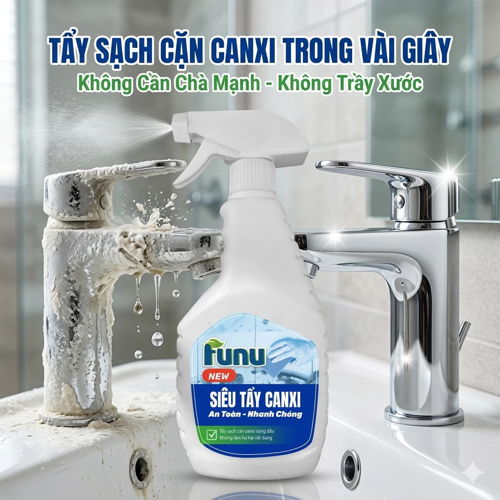 Siêu Tẩy Canxi Funu Vệ Sinh Nhà Tắm Nhà Vệ Sinh Gạch Men Bồn Sứ Vòi Sen