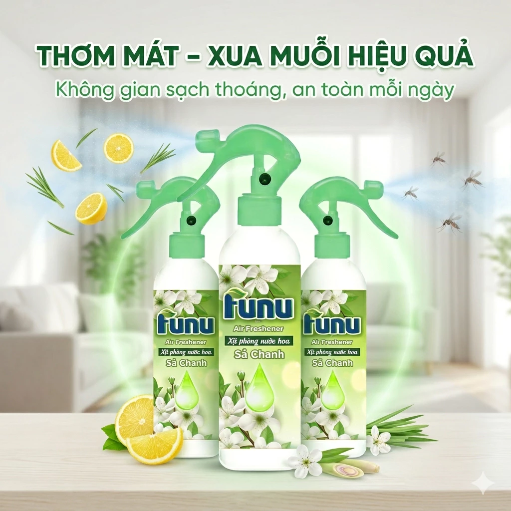 Xịt Khử Mùi Khẩn Cấp Funu Hỗ Trợ Xua Đuổi Muỗi, Côn Trùng, Thơm Mát Không Gian