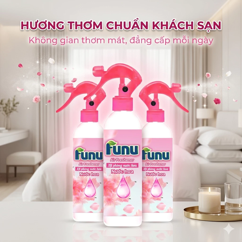 Xịt Phòng Khách Sạn Funu Hương Thơm Sang Trọng Chuẩn Khách Sạn 5 Sao Khử Mùi Hiệu Quả