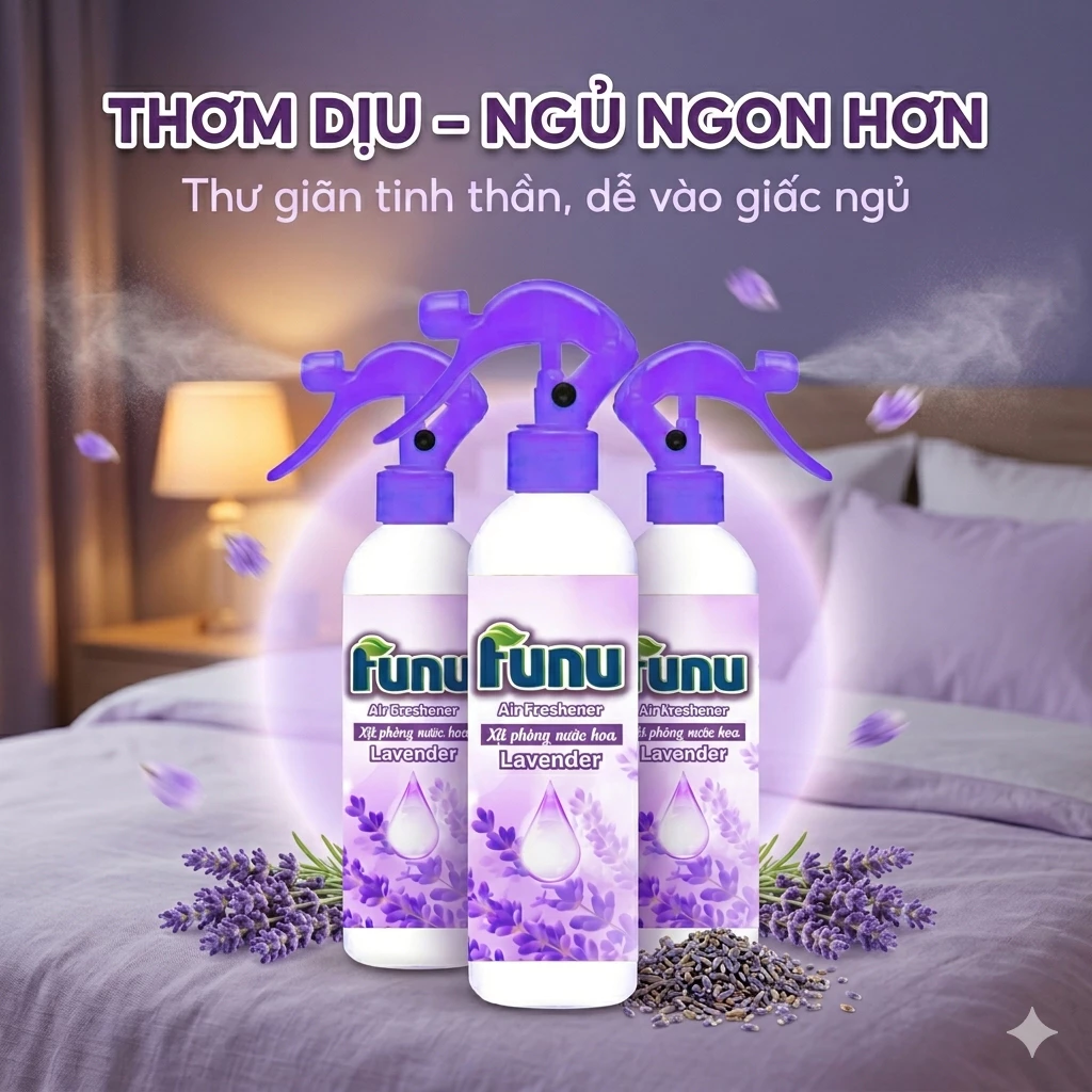 Xịt Phòng Thư Giãn Dễ Chịu Funu Thơm Lâu, Khử Mùi, Thư Giãn Giúp Ngủ Ngon, Làm Sạch Không Khí