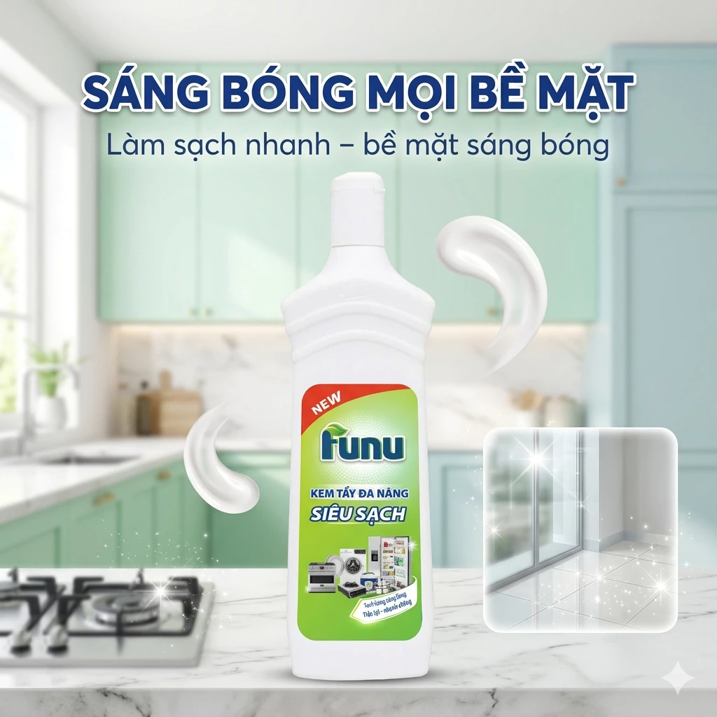 Kem Tẩy Đa Năng Funu Siêu Sạch Tẩy Vết Bẩn Cứng Đầu Inox Kính Tường Sàn