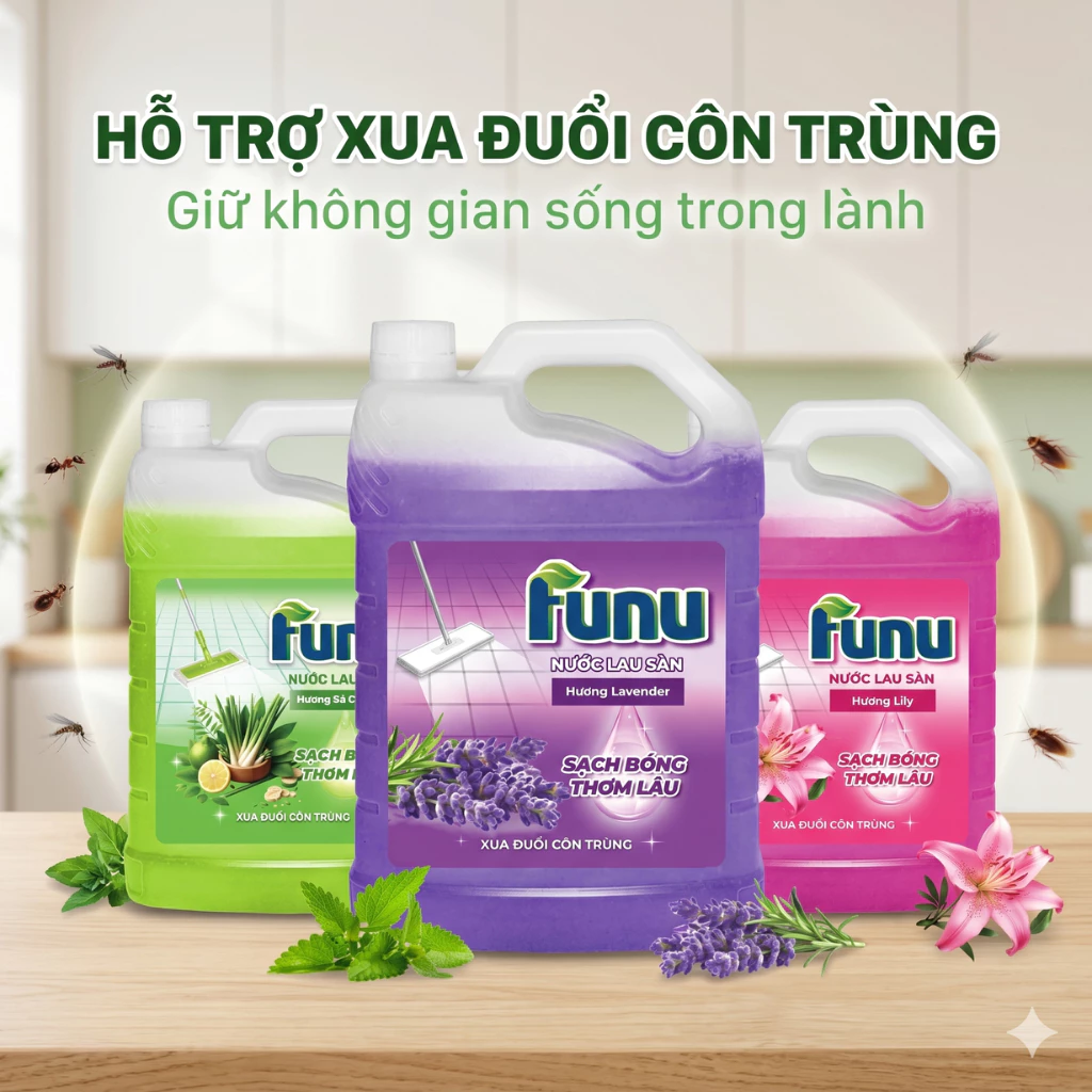 Nước Lau Sàn Funu Sạch Nhanh Sau Một Lần Lau, Khử Mùi Hôi Hiệu Quả, Hỗ Trợ Xua Đuổi Côn Trùng Nhanh
