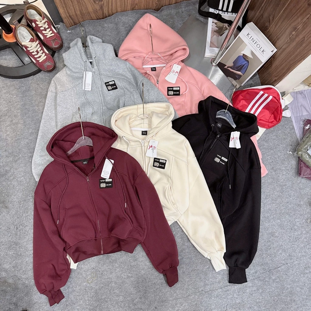 Áo Khoác Hoodie Nỉ Zip May Logo Form Rộng Unisex – Áo Hoodie Có Mũ Basic Dày Ấm, Phong Cách Hàn Quốc Trẻ Trung Hot Trend