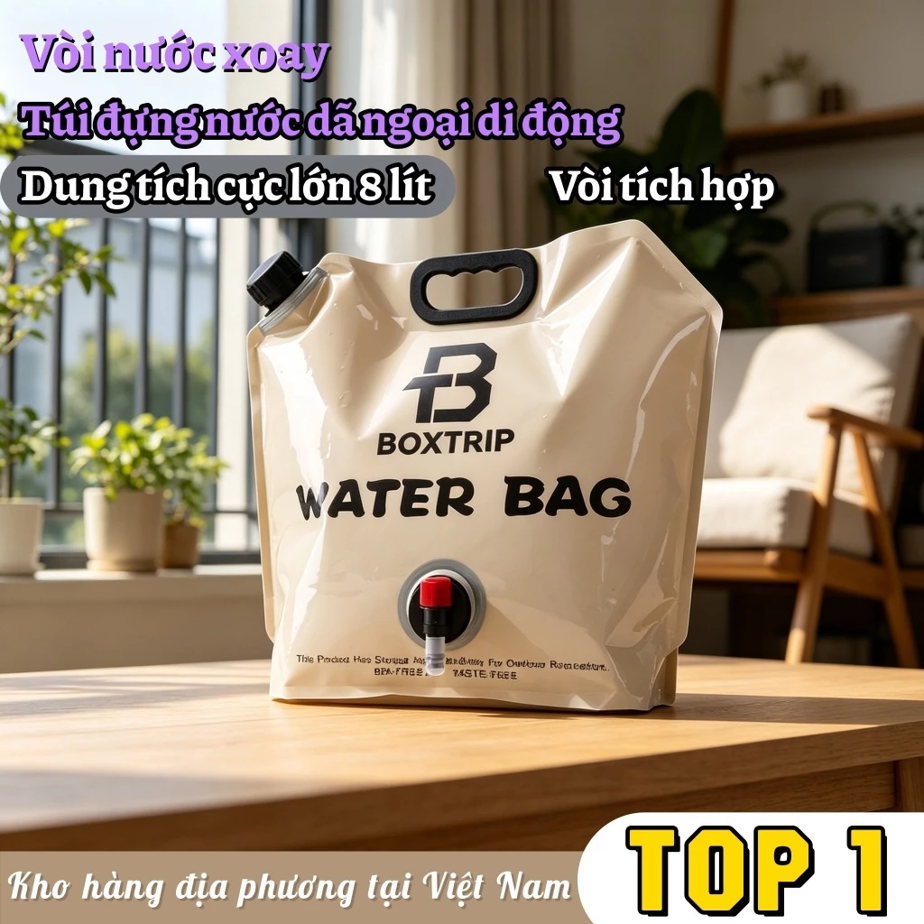 TOP 1 Bán Chạy | Túi Nước Ngoài Trời Siêu Dày Chống Rò Rỉ, Có Vòi Nước, Gấp Gọn, Dùng Cho Cắm Trại Picnic Du Lịch