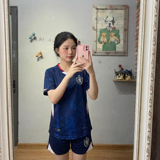 Bộ áo quần bóng đá,áo đá banh nam nữ "miK@  Xanh Đen in tên số theo yêu cầu,áo thể thao chất liệu mè