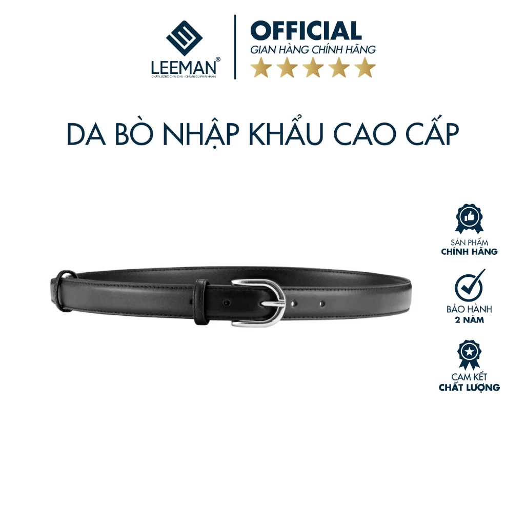 Thắt Lưng Nam Dustin Thiết Kế Hiện Đại Bền Bỉ Mặt Dây 2.5cm, Da Bò Nhập Khẩu Thương Hiệu LEEMAN