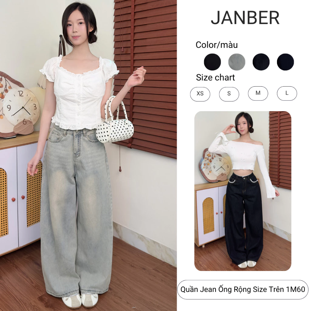 (Trên 1m60 Dài 99 - 105cm) Quần Jean Nữ Ống Rộng Chất Liệu Jean Mềm, Cạp Cao Tôn Dáng Nhiều Màu