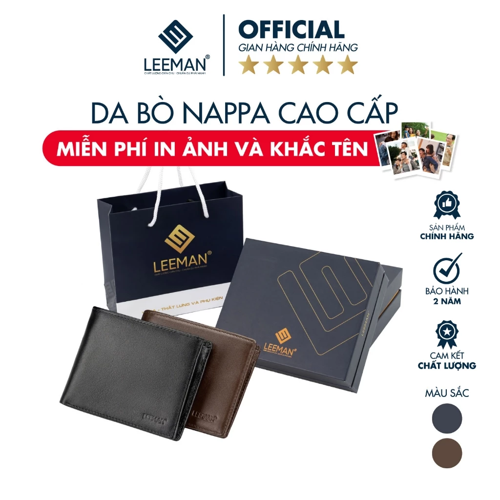 [CÓ KHẮC TÊN] Bóp Nam Chính Hãng  Leeman V102 Ví Da Thật Có Khóa Kéo Phom Lớn Để Được Giấy Tờ Xe Cũ