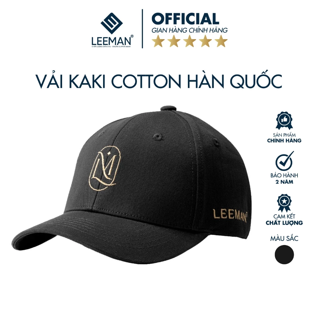 Mũ Lưỡi Trai Màu Đen Trơn Leeman Signature N03, Nón Kết Nam Đơn Giản Vải Kaki Cotton Hàn Quốc
