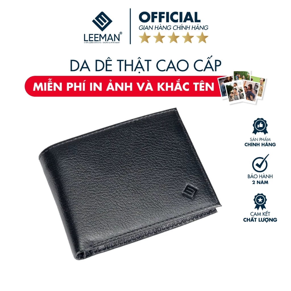[ CÓ KHẮC TÊN ] Ví Nam Da Dê Cao Cấp Chính Hãng LEEMAN V203 Thiết Kế Nam Tính Phong Cách Tối Giản