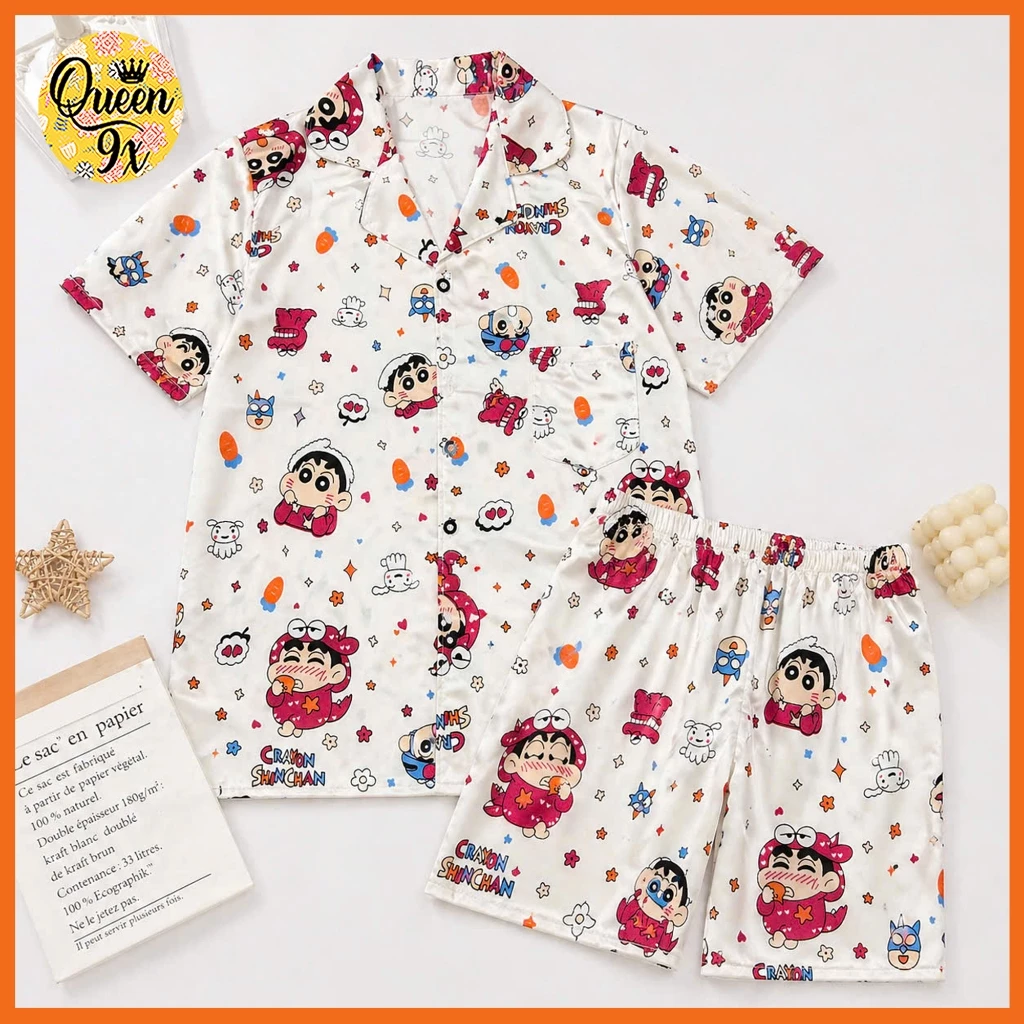 Bộ Ngủ, bộ Pijama Mặc Nhà gồm áo pijama kèm quần short cho nữ siêu cute