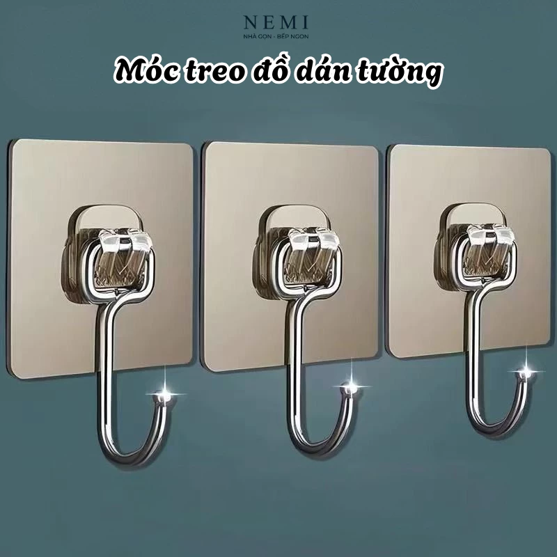 Móc treo dán tường chịu lực tốt thế hệ mới, chất keo siêu dính, treo nhà tắm, nhà bếp