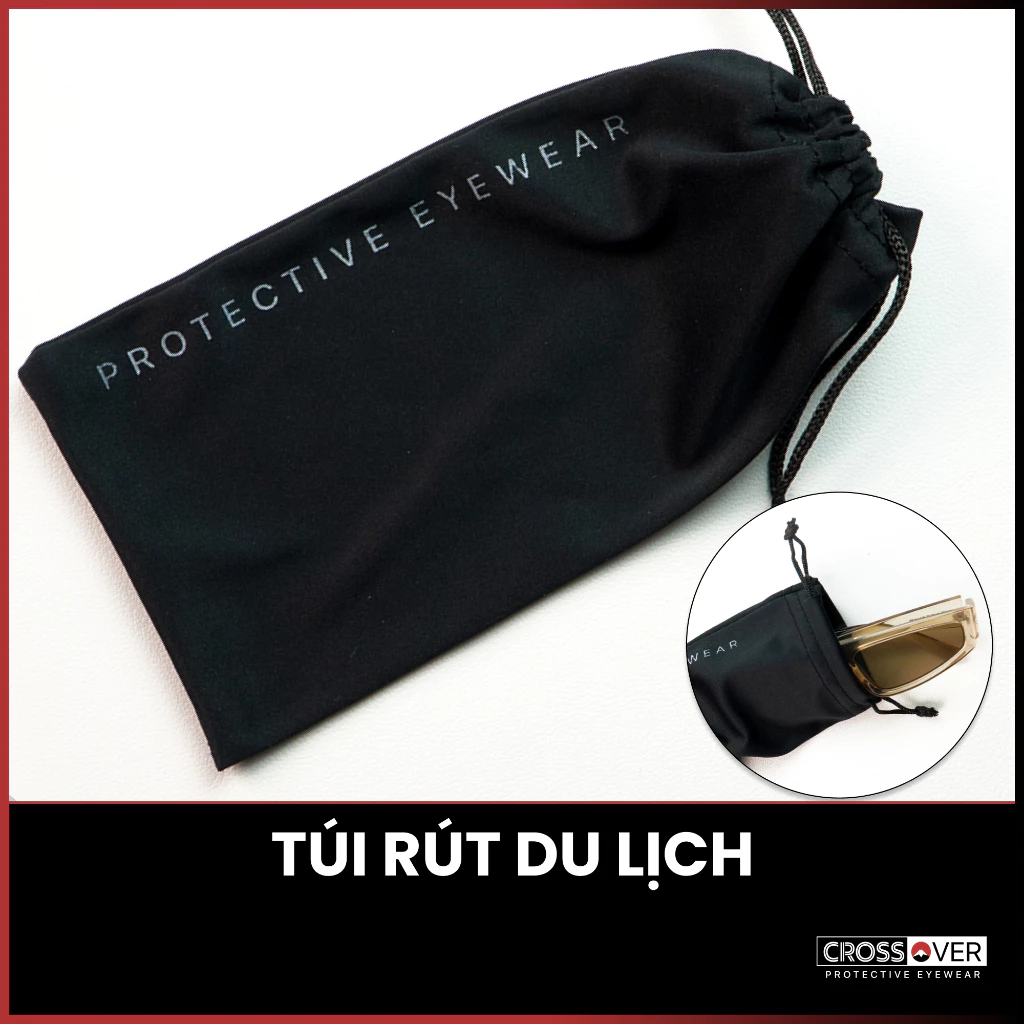 Túi đựng kính màu đen có dây rút Crossover