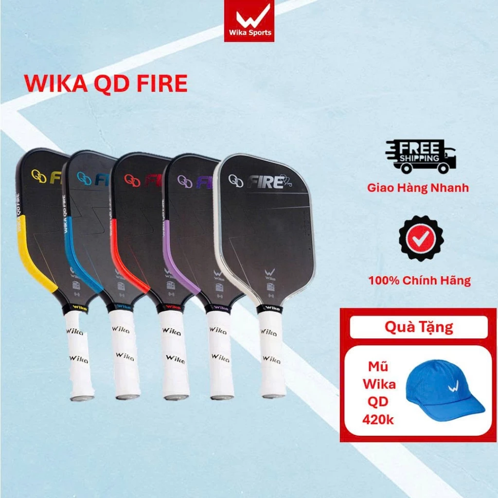 Vợt Pickleball Wika Quang Dương Fire Chính Hãng, Lõi FireCore Tăng Độ Đàn Hồi Kiểm Soát Bóng Tốt